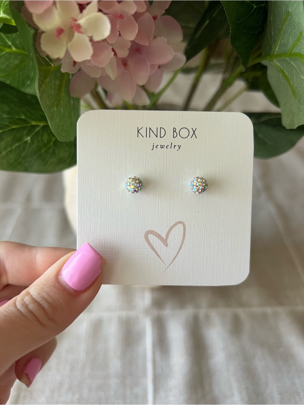 Jewelry Iridescent Crystal Stud Earrings - White/Opal